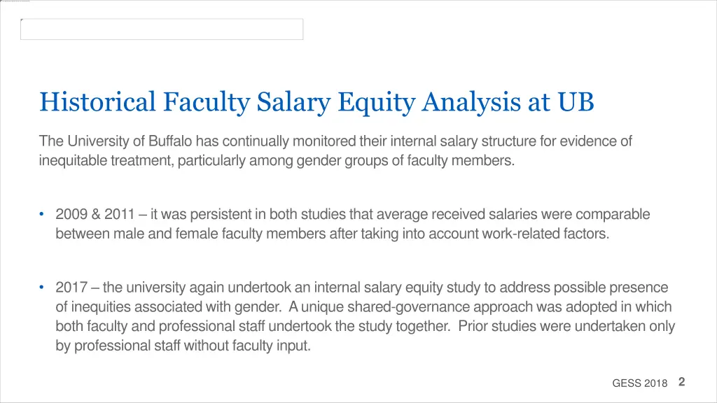 historical faculty salary equity analysis at ub
