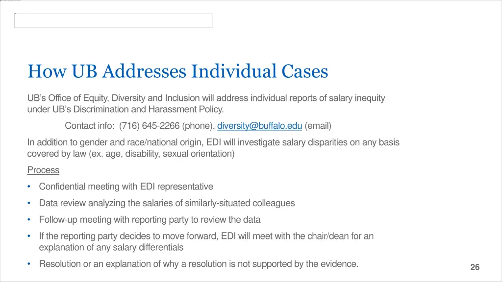 how ub addresses individual cases