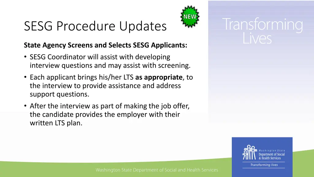 sesg procedure updates 1