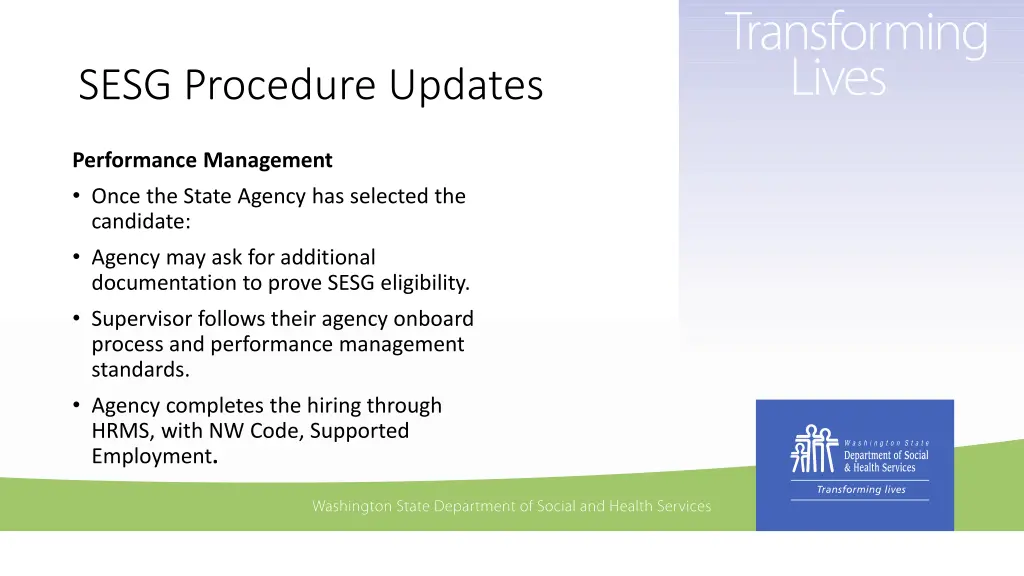 sesg procedure updates 2