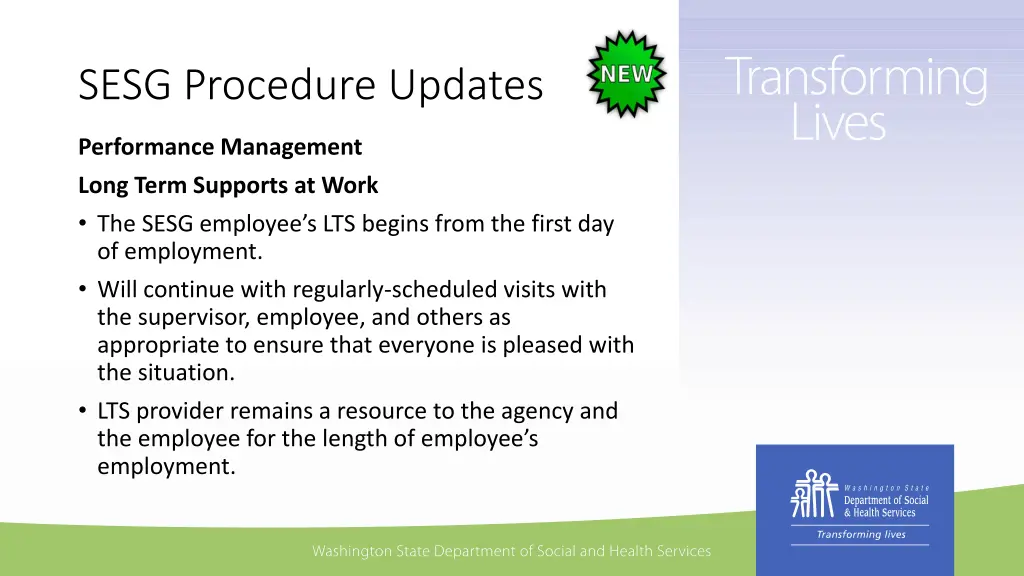 sesg procedure updates 3