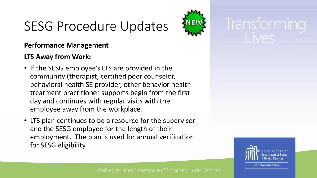 sesg procedure updates 4