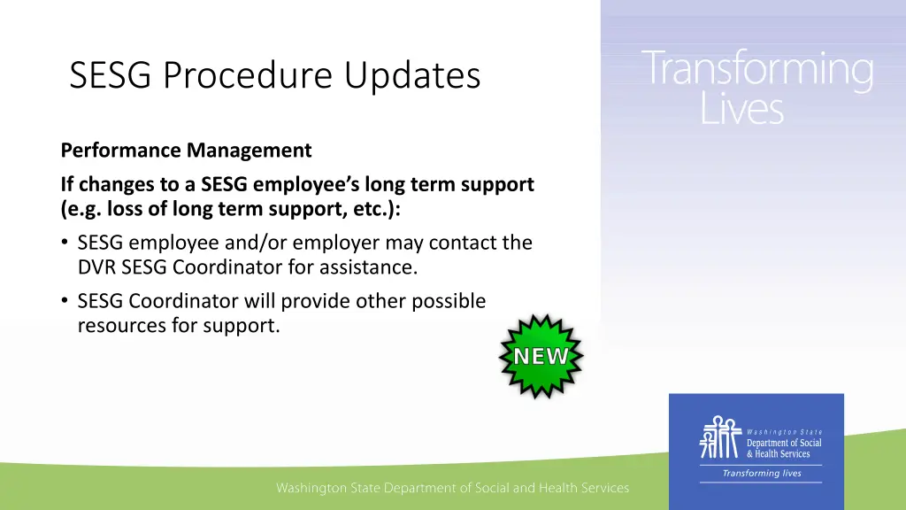 sesg procedure updates 5