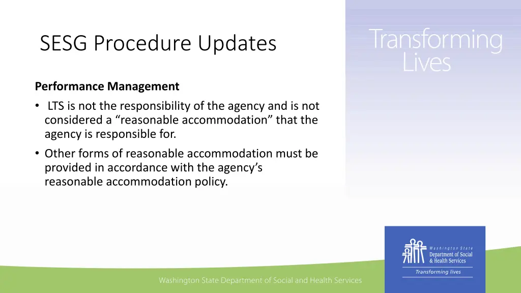 sesg procedure updates 6