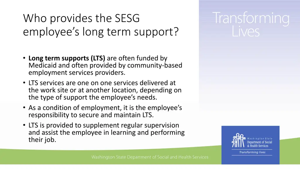 who provides the sesg e mployee s long term