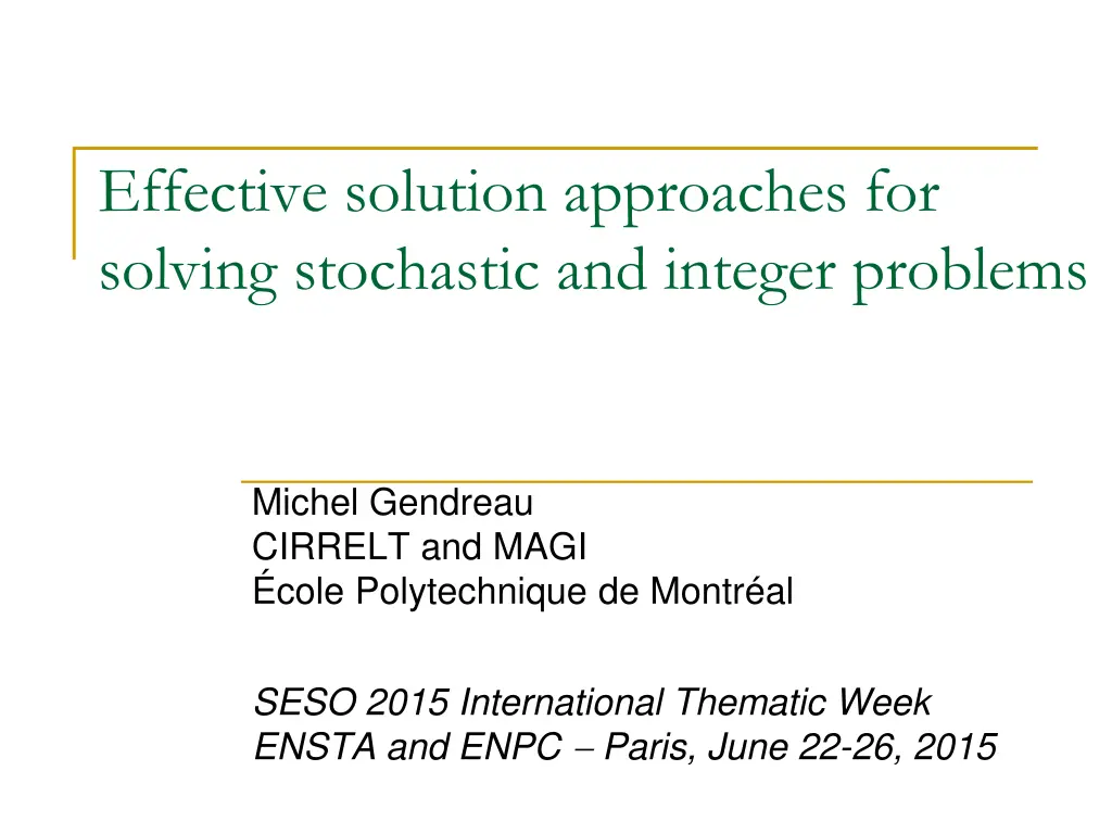 effective solution approaches for solving