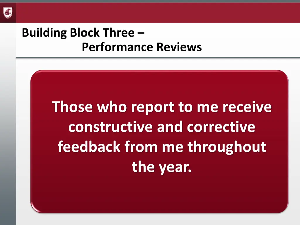building block three performance reviews