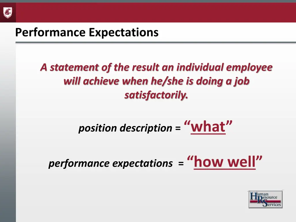 performance expectations