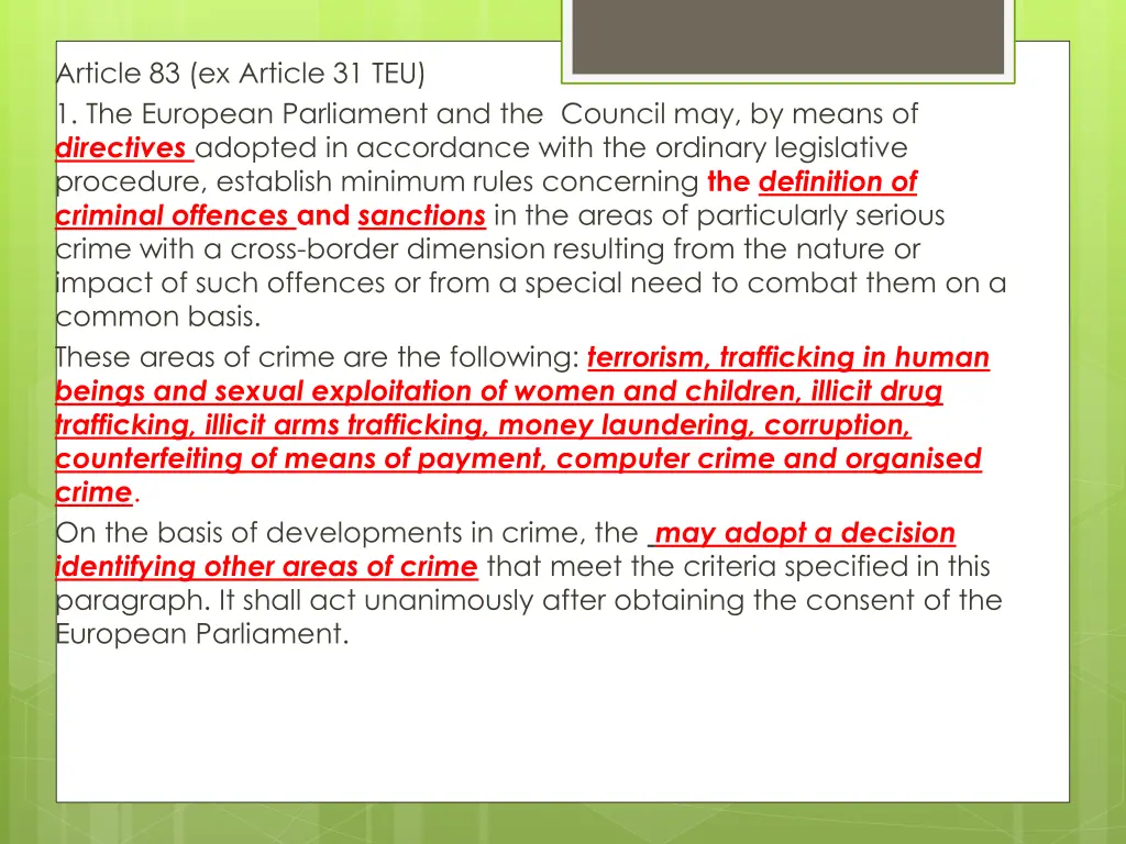 article 83 ex article 31 teu 1 the european