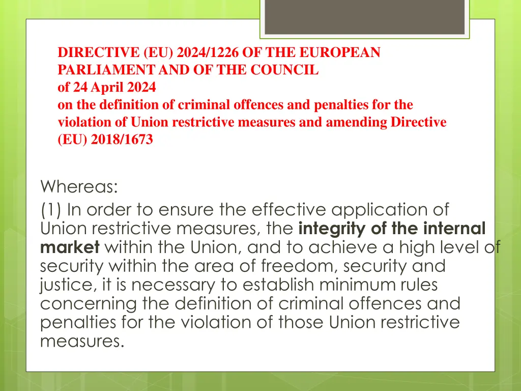 directive eu 2024 1226 of the european parliament