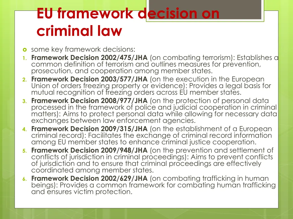 eu framework decision on criminal law