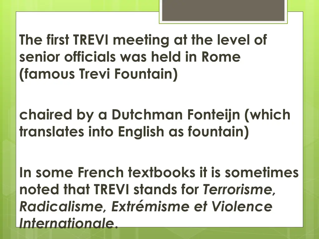 the first trevi meeting at the level of senior
