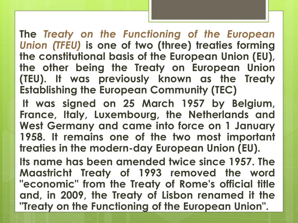 the treaty on the functioning of the european