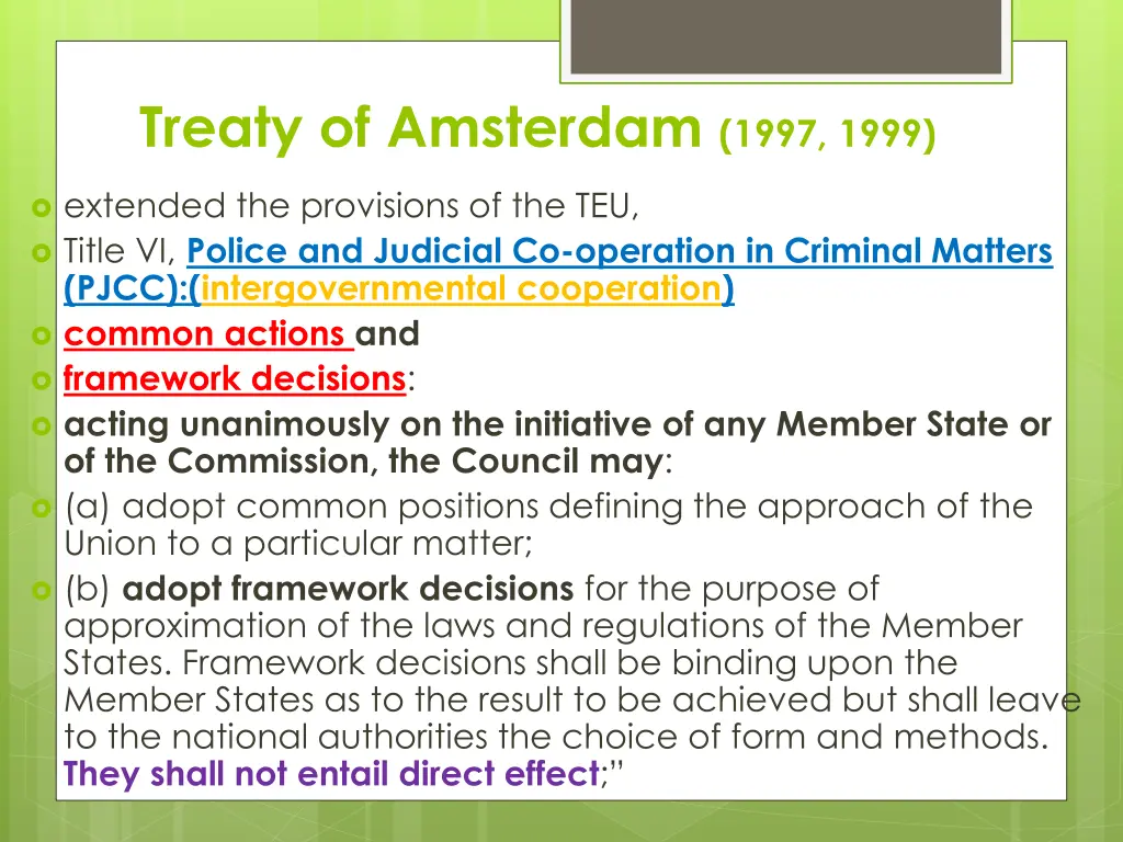 treaty of amsterdam 1997 1999