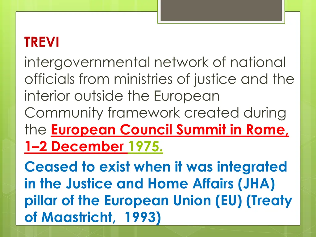trevi intergovernmental network of national