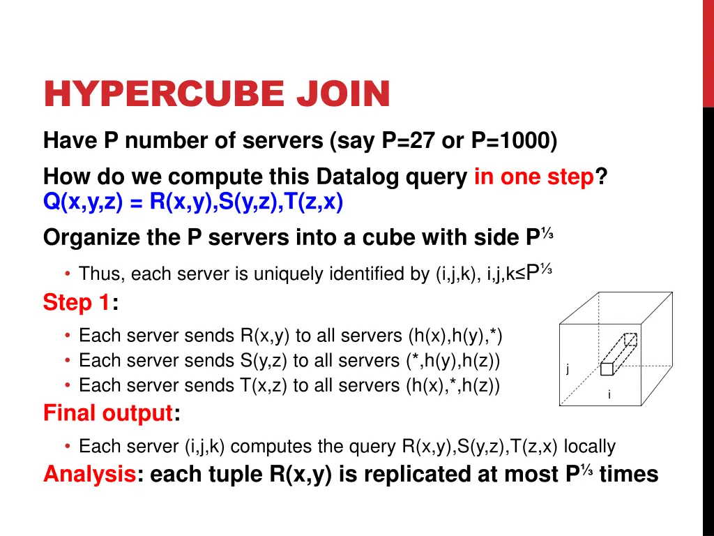hypercube join have p number of servers 1