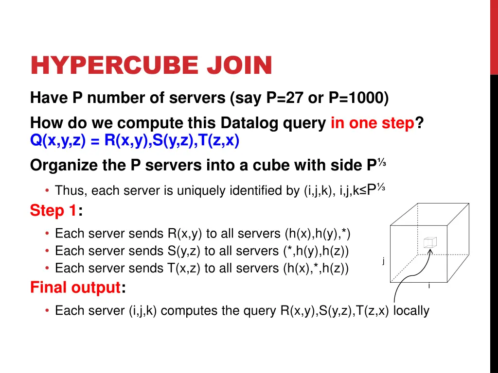 hypercube join have p number of servers