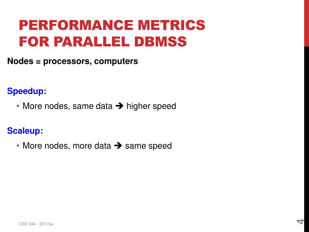 performance metrics for parallel dbmss
