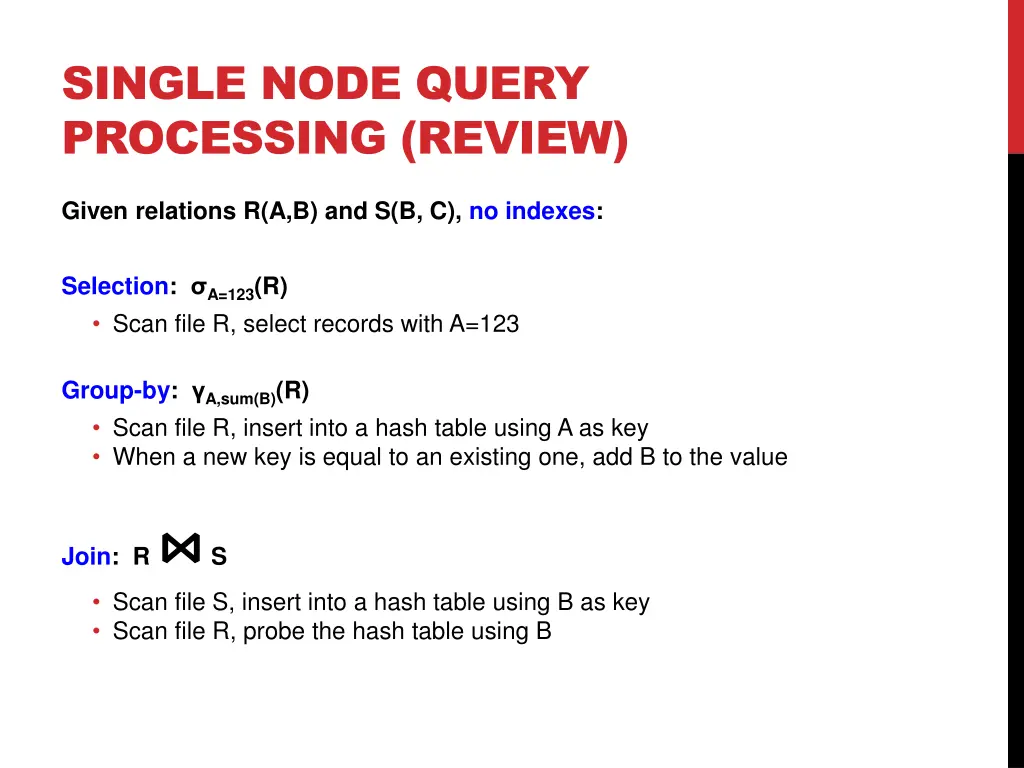 single node query processing review