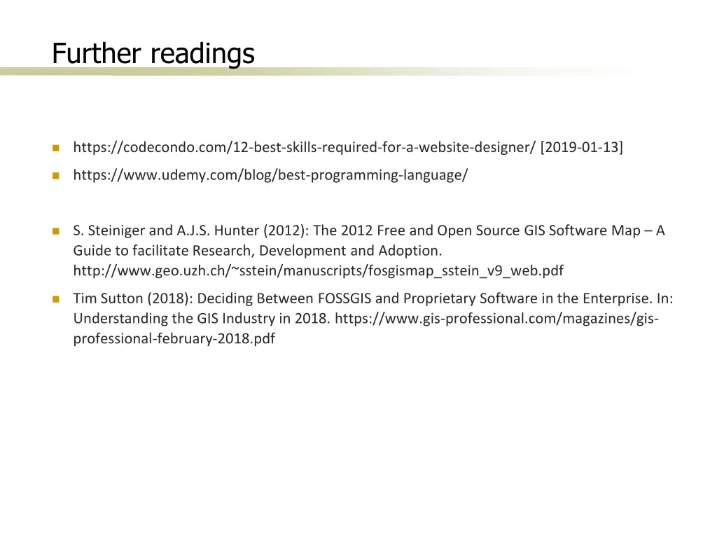 further readings