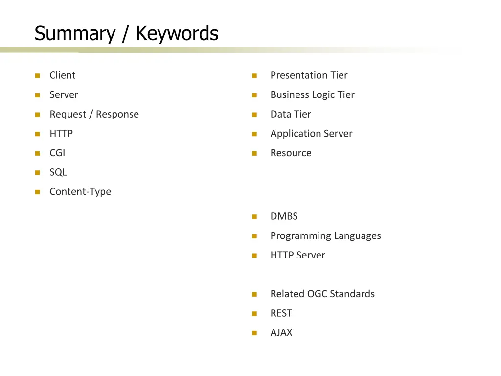 summary keywords