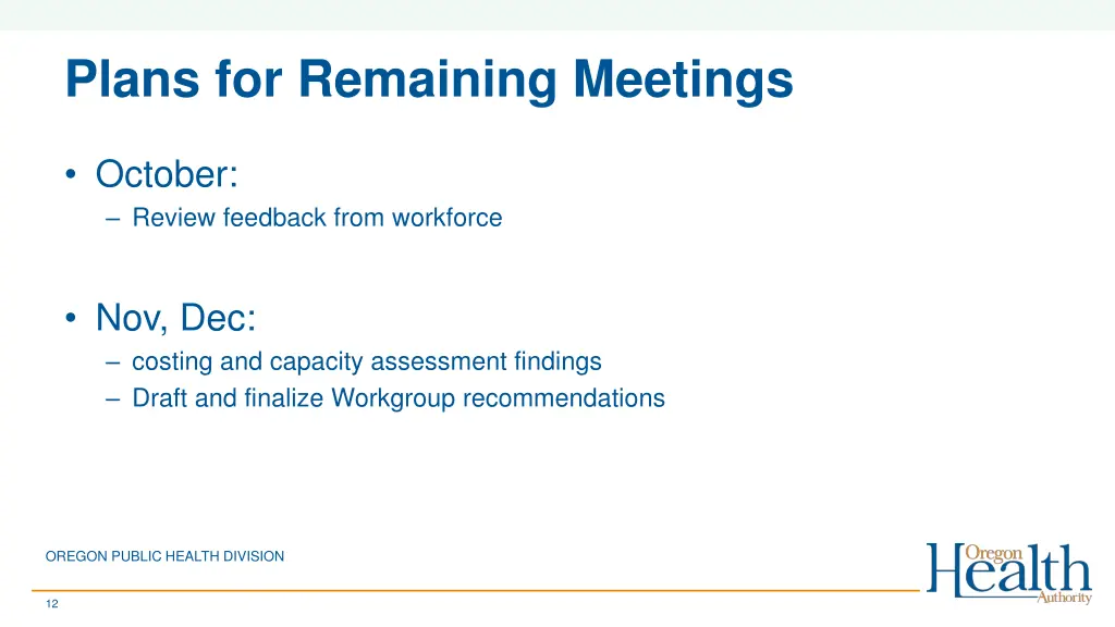 plans for remaining meetings
