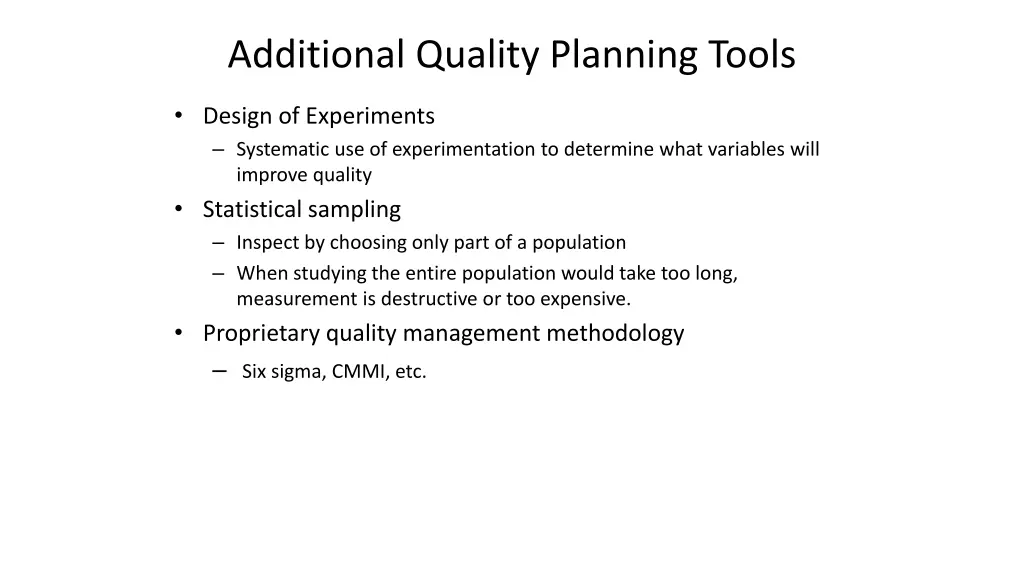 additional quality planning tools 1