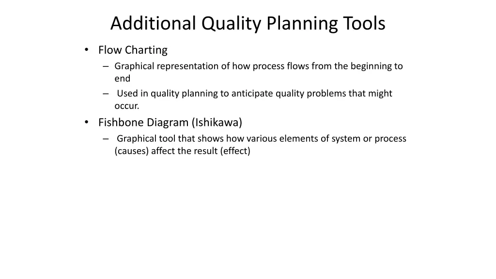 additional quality planning tools 2