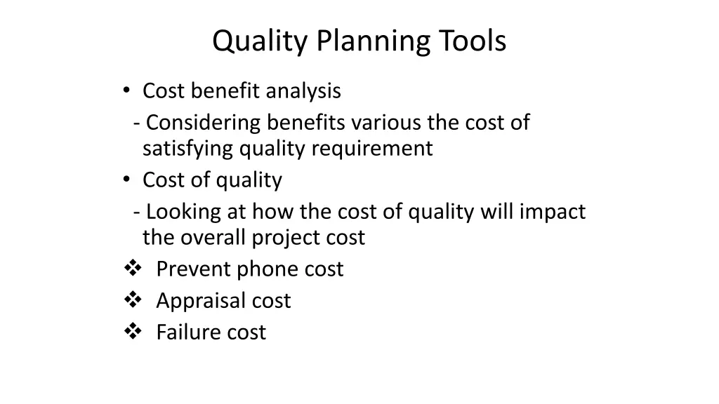 quality planning tools