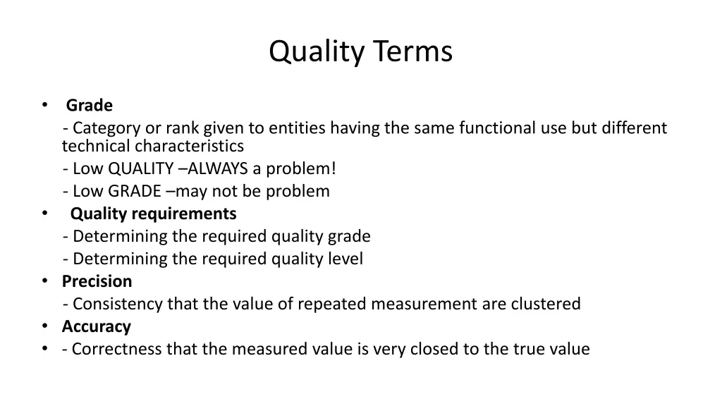 quality terms