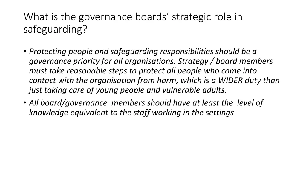 what is the governance boards strategic role