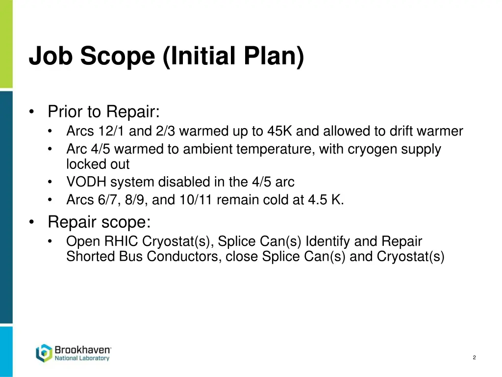 job scope initial plan