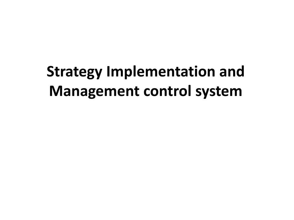 strategy implementation and management control