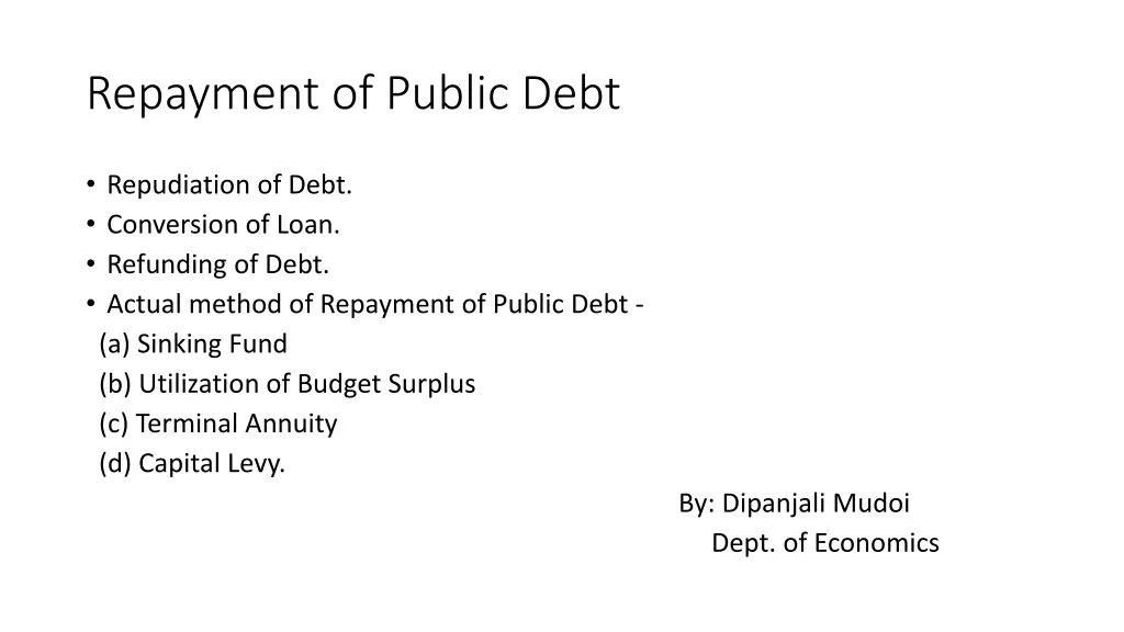 repayment of public debt