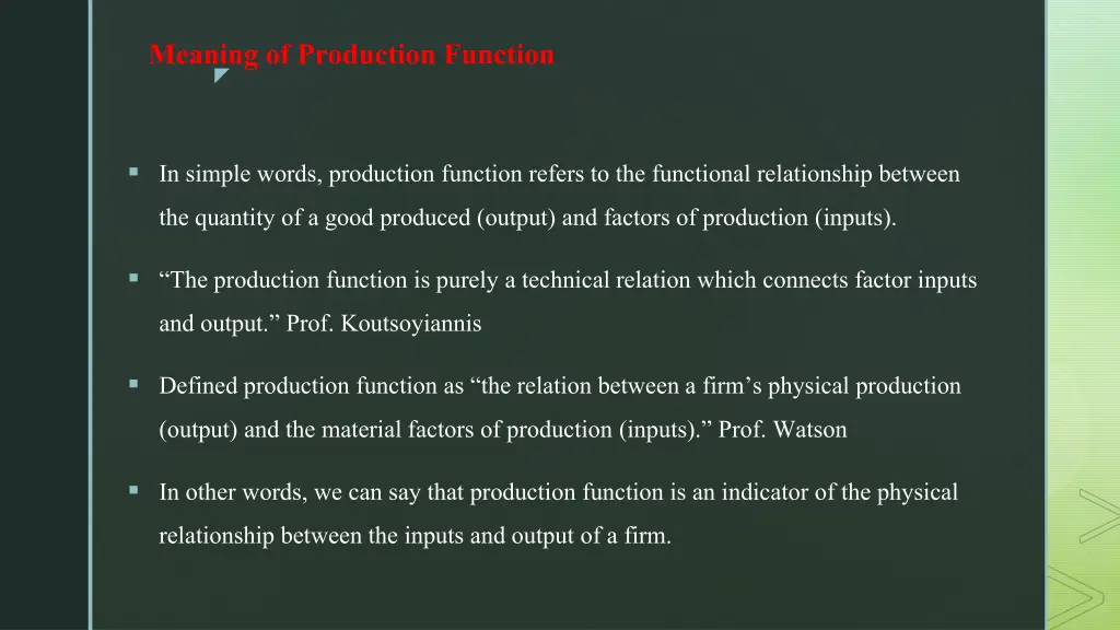 meaning of production function