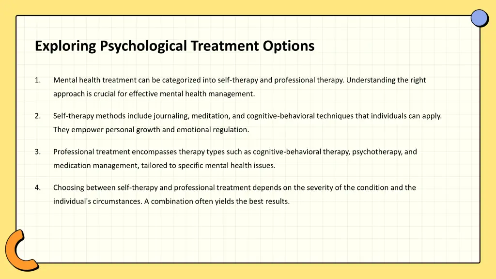 exploring psychological treatment options
