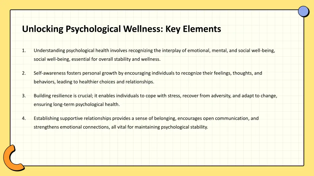 unlocking psychological wellness key elements
