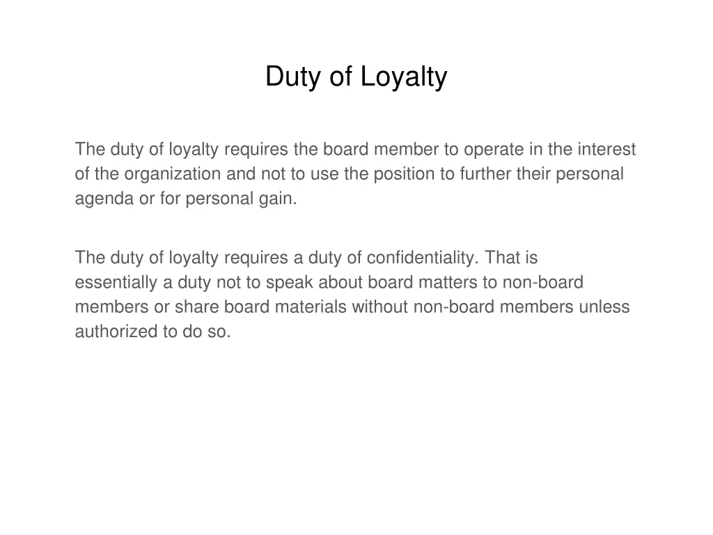 duty of loyalty