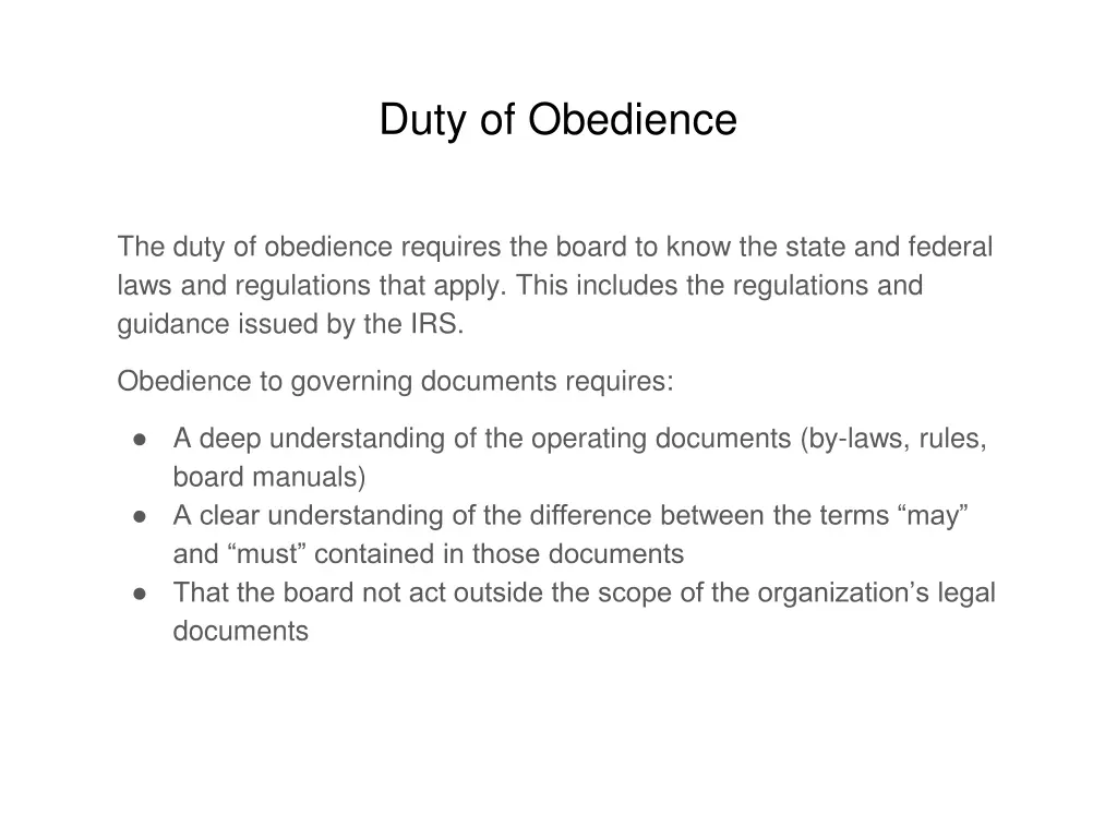duty of obedience