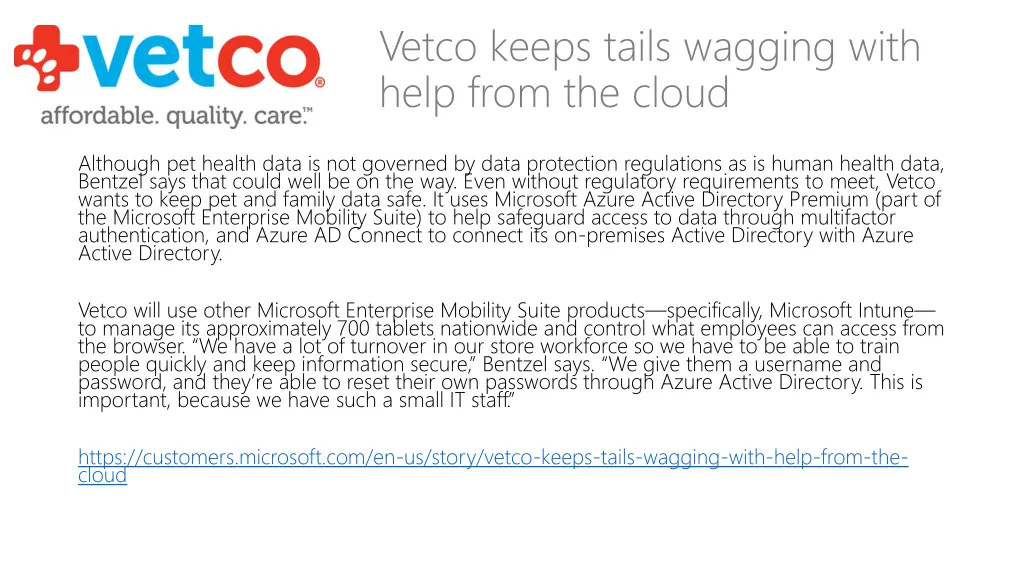 vetco keeps tails wagging with help from the cloud