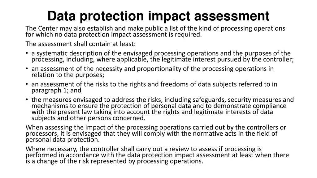 data protection impact assessment the center