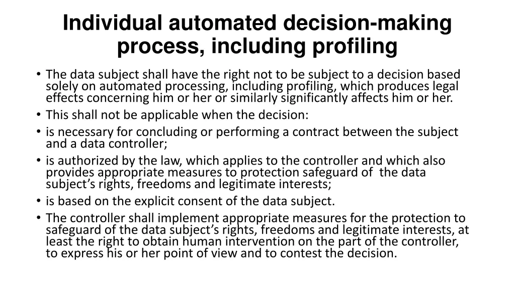 individual automated decision making process