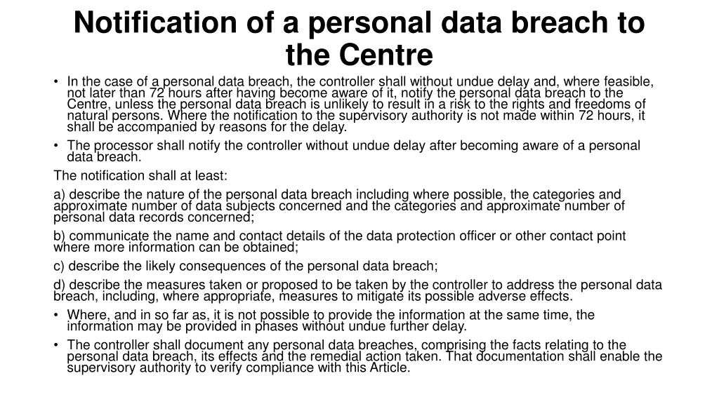 notification of a personal data breach
