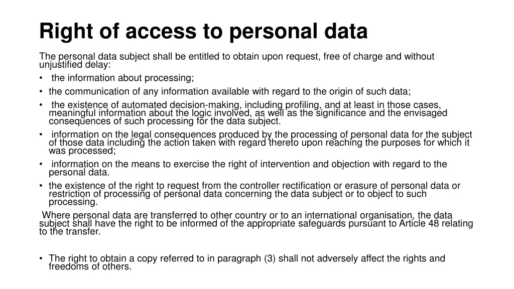right of access to personal data