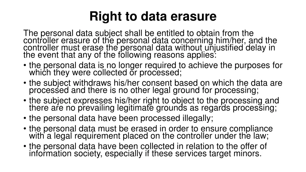 right to data erasure