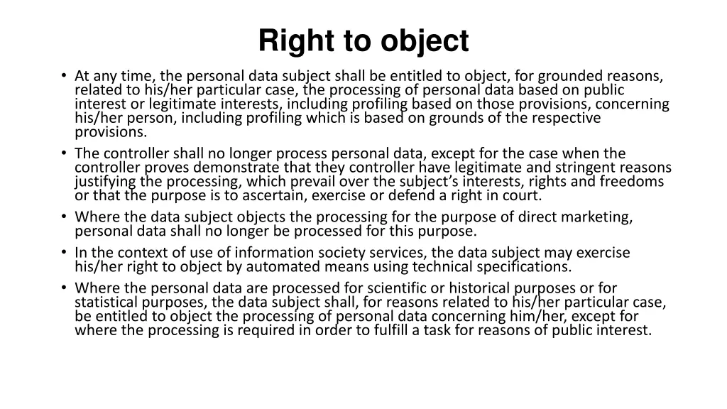 right to object