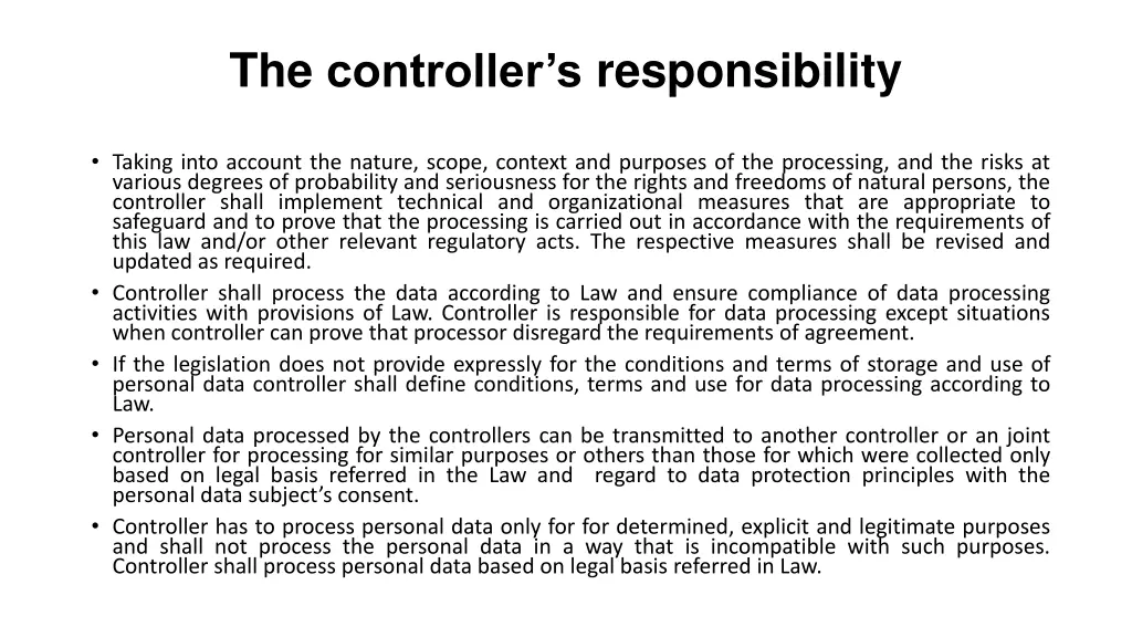 the controller s responsibility
