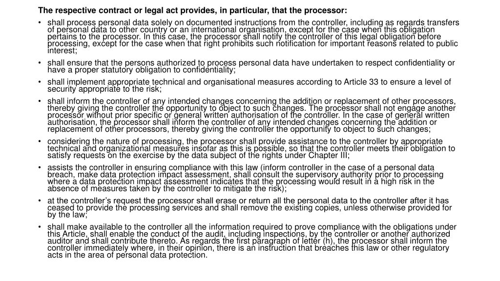 the respective contract or legal act provides