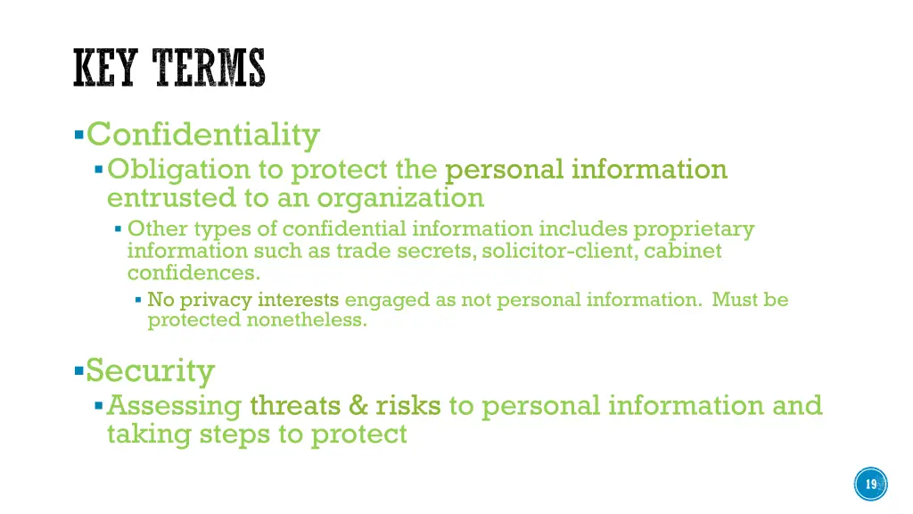 key terms confidentiality obligation to protect
