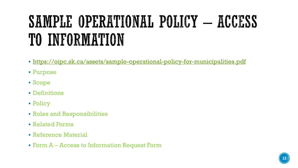 sample operational policy access to information